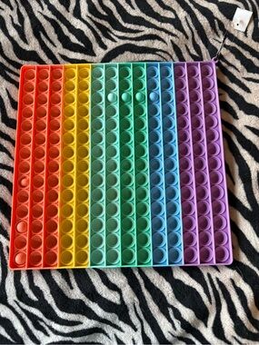 Large Rainbow Pop-It Sensory Fidget Mat - Multicolor Silicone Bubble Game